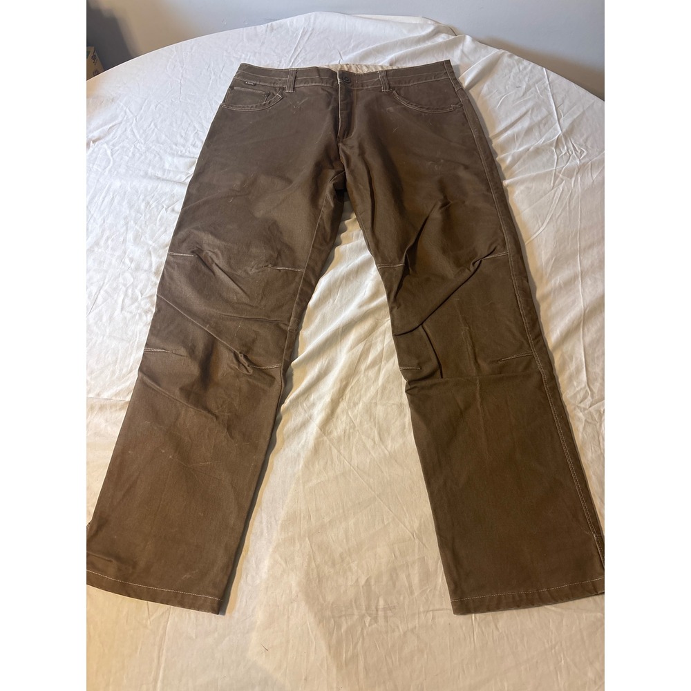 Kuhl Rydr Pants Mens 36x32 Brown Good Vintage Patina Dye Canvas Workwear Hiking
